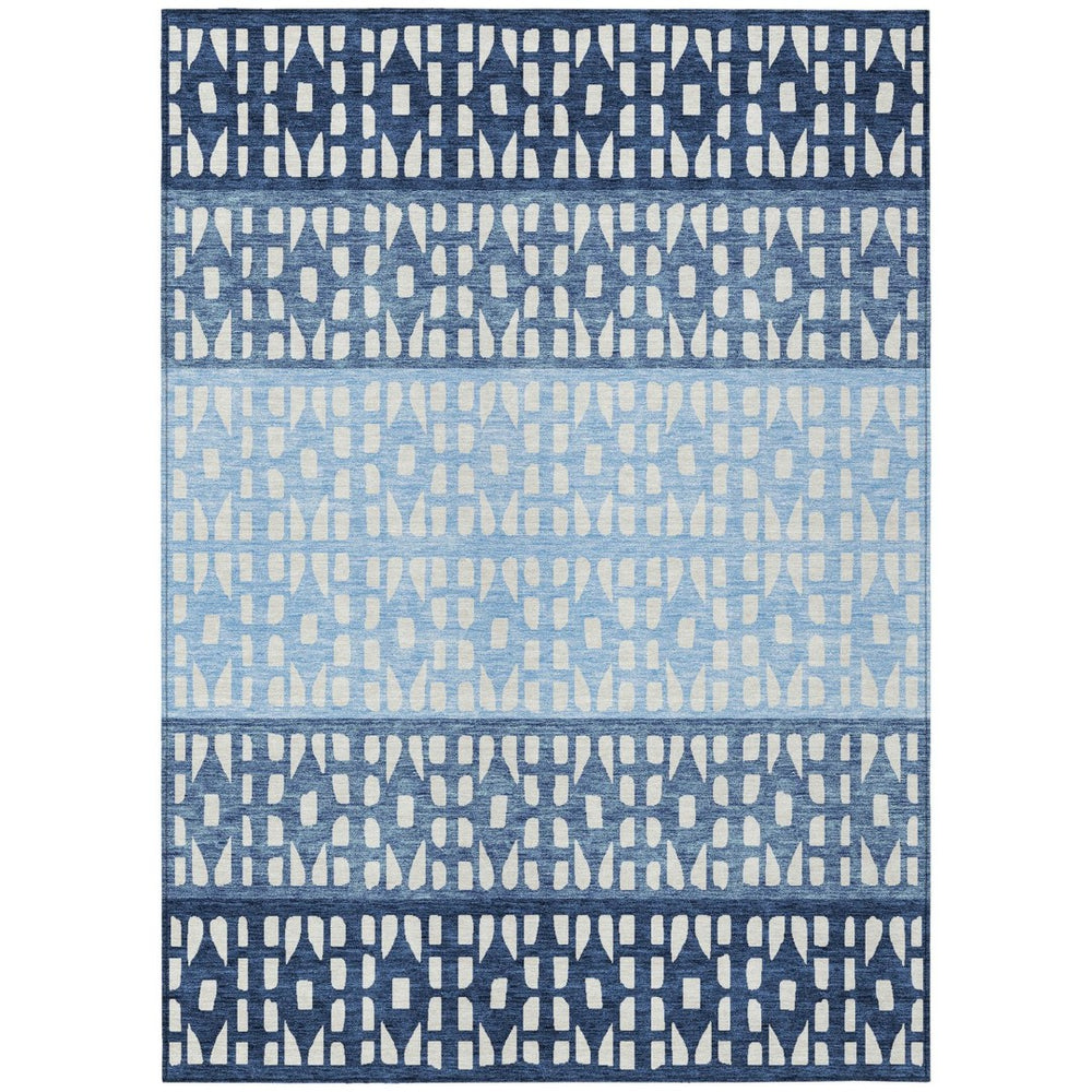 HomeRoots 5' Stylish Blue and Ivory Geometric Area Rug for Indoor/Outdoor Use - Easy Care, Durable Design 10' X 14' 613830