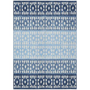 HomeRoots 5' Stylish Blue and Ivory Geometric Area Rug for Indoor/Outdoor Use - Easy Care, Durable Design 10' X 14' 613830