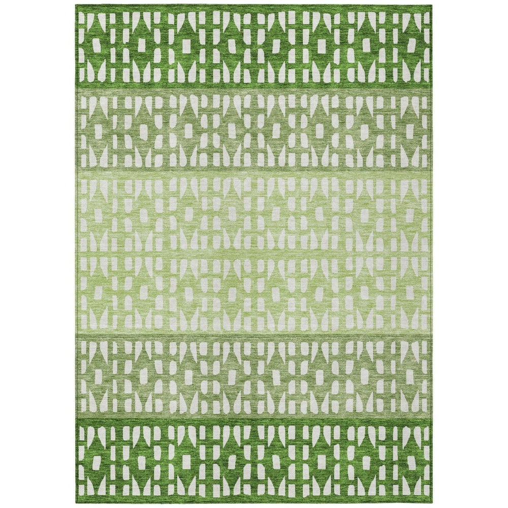 HomeRoots 5' Modern Sage Green and Ivory Geometric Indoor Outdoor Area Rug - Durable, Washable, Versatile Decor 5' X 8' 613844