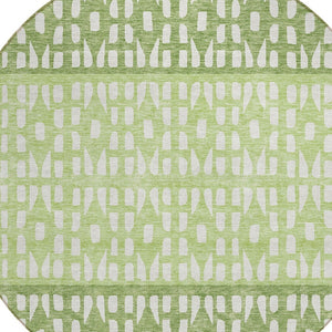 HomeRoots 5' Modern Sage Green and Ivory Geometric Indoor Outdoor Area Rug - Durable, Washable, Versatile Decor 8' Round 613845