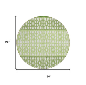 HomeRoots 5' Modern Sage Green and Ivory Geometric Indoor Outdoor Area Rug - Durable, Washable, Versatile Decor 8' Round 613845