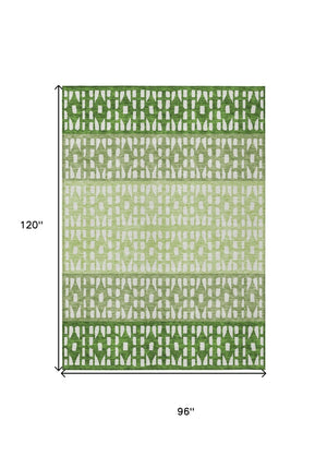 HomeRoots 5' Modern Sage Green and Ivory Geometric Indoor Outdoor Area Rug - Durable, Washable, Versatile Decor 8' X 10' 613846