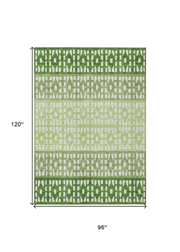 HomeRoots 5' Modern Sage Green and Ivory Geometric Indoor Outdoor Area Rug - Durable, Washable, Versatile Decor 8' X 10' 613846