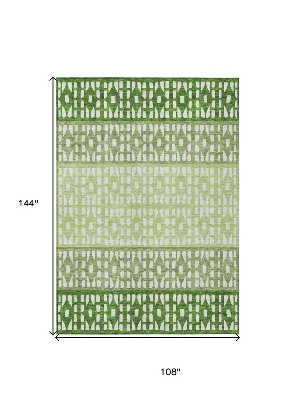 HomeRoots 5' Modern Sage Green and Ivory Geometric Indoor Outdoor Area Rug - Durable, Washable, Versatile Decor 9' X 12' 613847