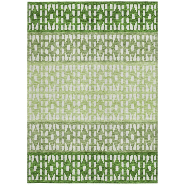HomeRoots 5' Modern Sage Green and Ivory Geometric Indoor Outdoor Area Rug - Durable, Washable, Versatile Decor 10' X 14' 613848