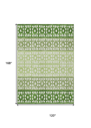 HomeRoots 5' Modern Sage Green and Ivory Geometric Indoor Outdoor Area Rug - Durable, Washable, Versatile Decor 10' X 14' 613848