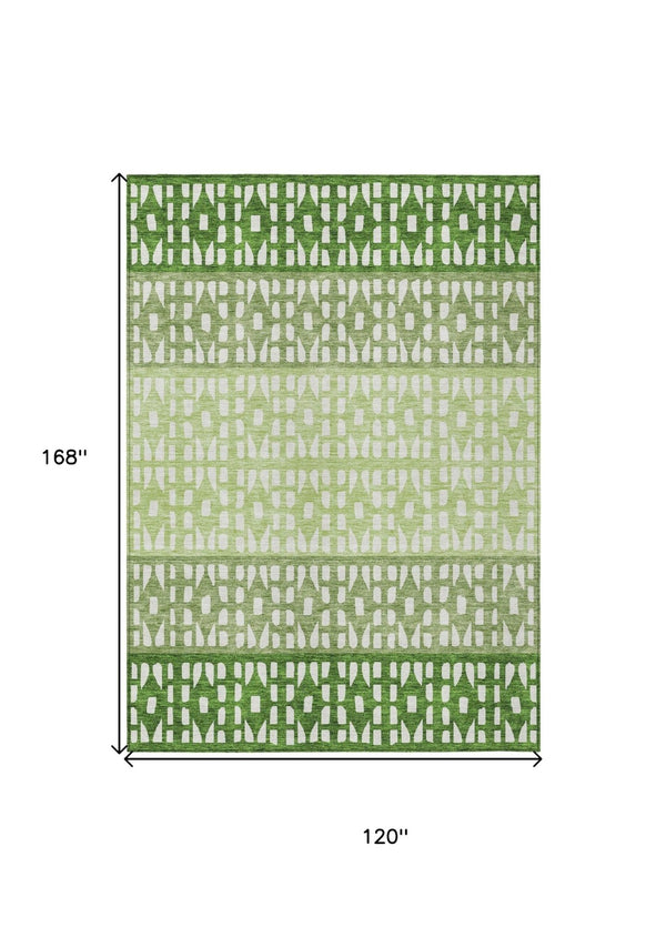 HomeRoots 5' Modern Sage Green and Ivory Geometric Indoor Outdoor Area Rug - Durable, Washable, Versatile Decor 10' X 14' 613848