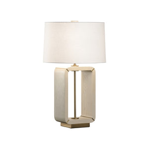 Wildwood Oak Island Table Lamp — Coastal Bleached Wood & Antique Brass Open Silhouette For Airy Ambient Lighting, 27" Tall 61385