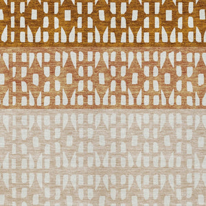 HomeRoots 5' Modern Geometric Area Rug in Warm Orange and Beige - Washable for Indoor and Outdoor Use 5' X 8' 613862