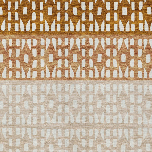HomeRoots 5' Modern Geometric Area Rug in Warm Orange and Beige - Washable for Indoor and Outdoor Use 5' X 8' 613862