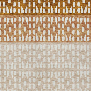 HomeRoots 5' Modern Geometric Area Rug in Warm Orange and Beige - Washable for Indoor and Outdoor Use 10' X 14' 613866