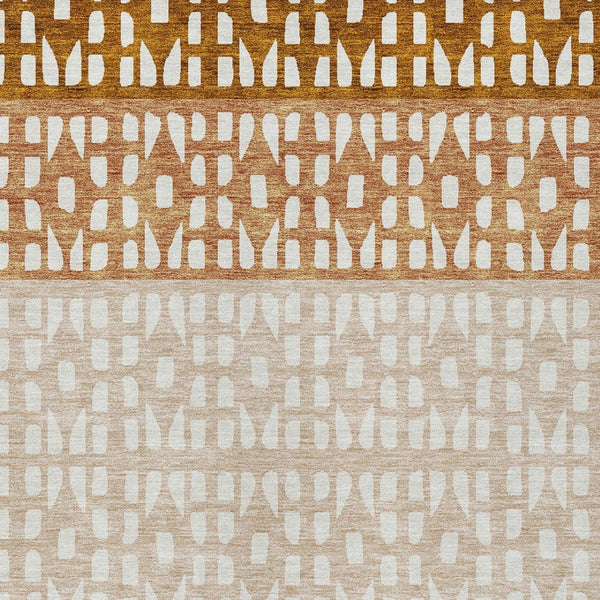 HomeRoots 5' Modern Geometric Area Rug in Warm Orange and Beige - Washable for Indoor and Outdoor Use 10' X 14' 613866