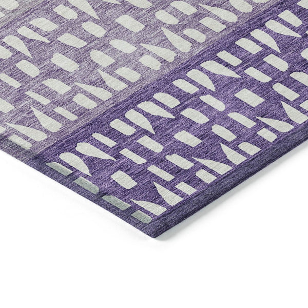 HomeRoots 5' Modern Purple Lavender and Ivory Geometric Washable Area Rug for Indoor and Outdoor Spaces 5' X 8' 613868
