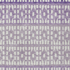 HomeRoots 5' Modern Purple Lavender and Ivory Geometric Washable Area Rug for Indoor and Outdoor Spaces 5' X 8' 613868