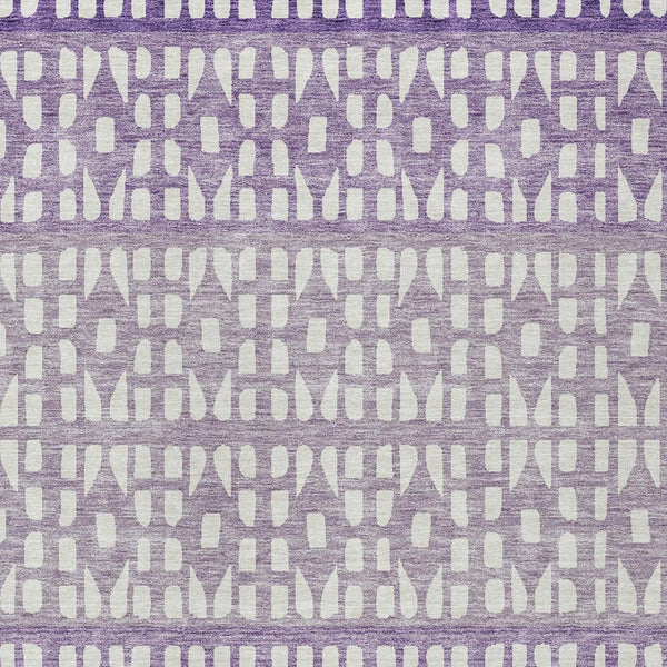 HomeRoots 5' Modern Purple Lavender and Ivory Geometric Washable Area Rug for Indoor and Outdoor Spaces 5' X 8' 613868