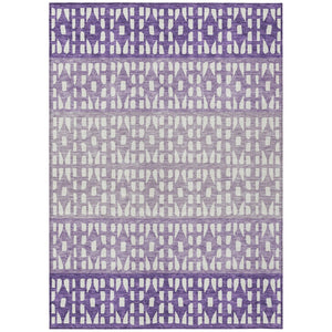HomeRoots 5' Modern Purple Lavender and Ivory Geometric Washable Area Rug for Indoor and Outdoor Spaces 8' X 10' 613870