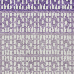 HomeRoots 5' Modern Purple Lavender and Ivory Geometric Washable Area Rug for Indoor and Outdoor Spaces 8' X 10' 613870