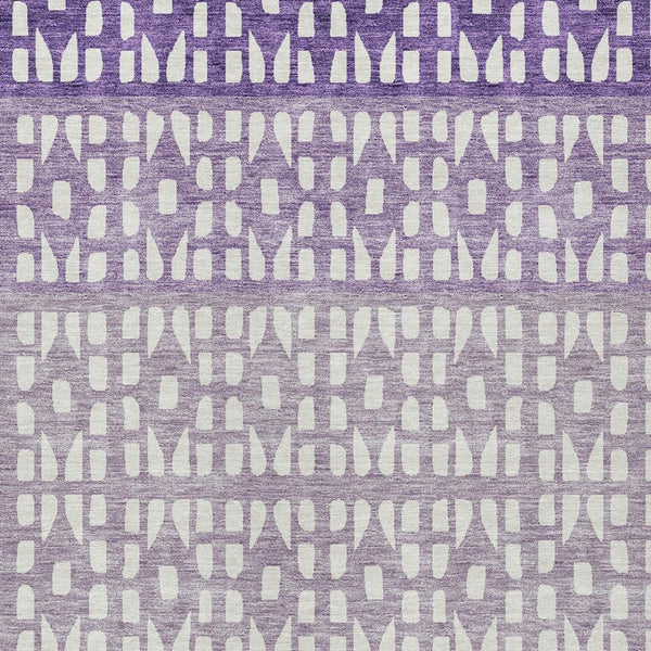 HomeRoots 5' Modern Purple Lavender and Ivory Geometric Washable Area Rug for Indoor and Outdoor Spaces 8' X 10' 613870