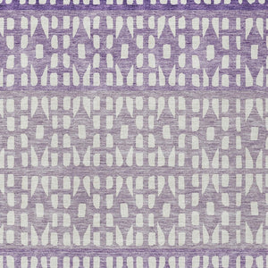 HomeRoots 5' Modern Purple Lavender and Ivory Geometric Washable Area Rug for Indoor and Outdoor Spaces 9' X 12' 613871