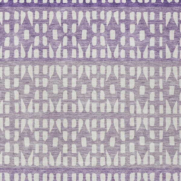 HomeRoots 5' Modern Purple Lavender and Ivory Geometric Washable Area Rug for Indoor and Outdoor Spaces 9' X 12' 613871