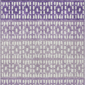 HomeRoots 5' Modern Purple Lavender and Ivory Geometric Washable Area Rug for Indoor and Outdoor Spaces 9' X 12' 613871