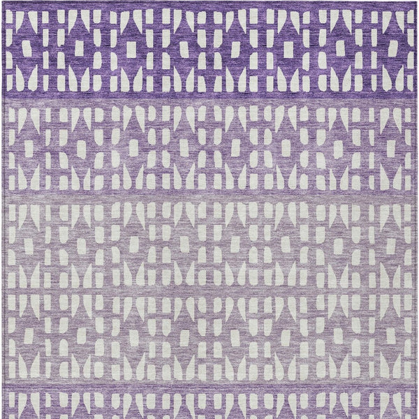 HomeRoots 5' Modern Purple Lavender and Ivory Geometric Washable Area Rug for Indoor and Outdoor Spaces 9' X 12' 613871