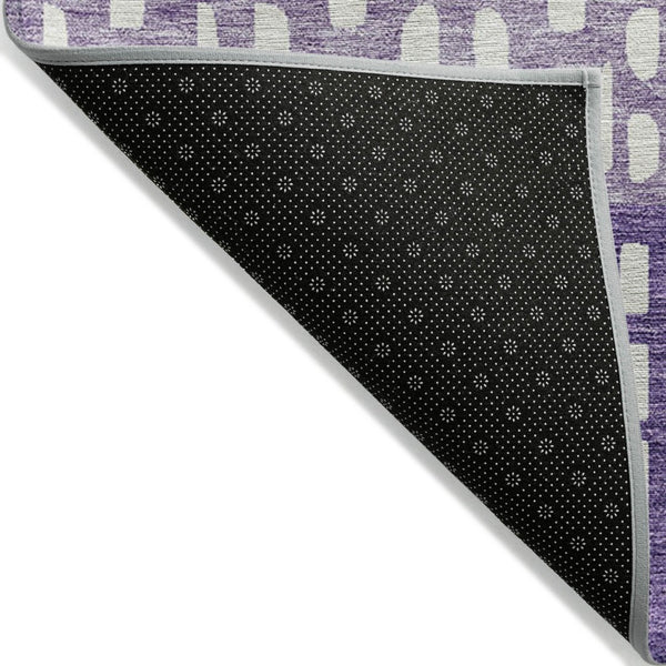 HomeRoots 5' Modern Purple Lavender and Ivory Geometric Washable Area Rug for Indoor and Outdoor Spaces 10' X 14' 613872