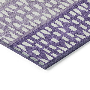 HomeRoots 5' Modern Purple Lavender and Ivory Geometric Washable Area Rug for Indoor and Outdoor Spaces 10' X 14' 613872