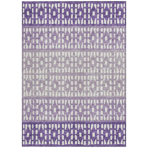 HomeRoots 5' Modern Purple Lavender and Ivory Geometric Washable Area Rug for Indoor and Outdoor Spaces 10' X 14' 613872