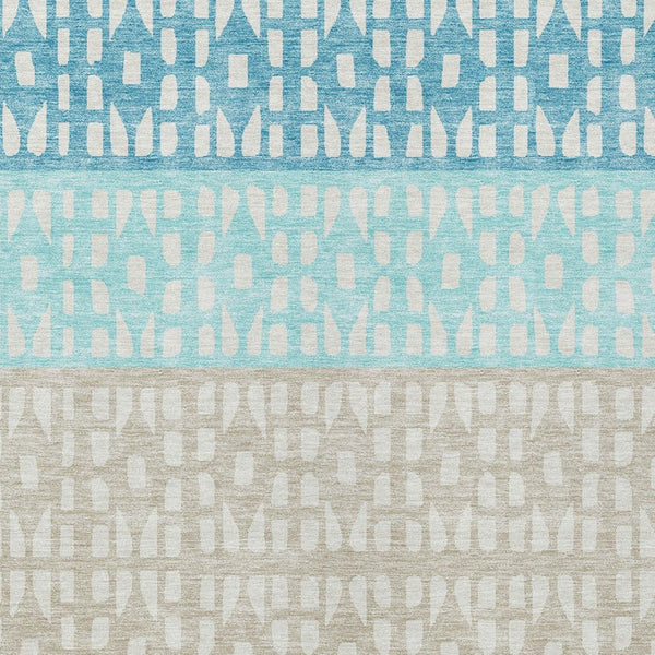 HomeRoots 5' Vibrant Teal Blue and Aqua Geometric Indoor Outdoor Area Rug - Stylish, Washable, Durable Design 8' X 10' 613876