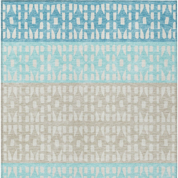 HomeRoots 5' Vibrant Teal Blue and Aqua Geometric Indoor Outdoor Area Rug - Stylish, Washable, Durable Design 8' X 10' 613876