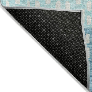 HomeRoots 5' Vibrant Teal Blue and Aqua Geometric Indoor Outdoor Area Rug - Stylish, Washable, Durable Design 10' X 14' 613878