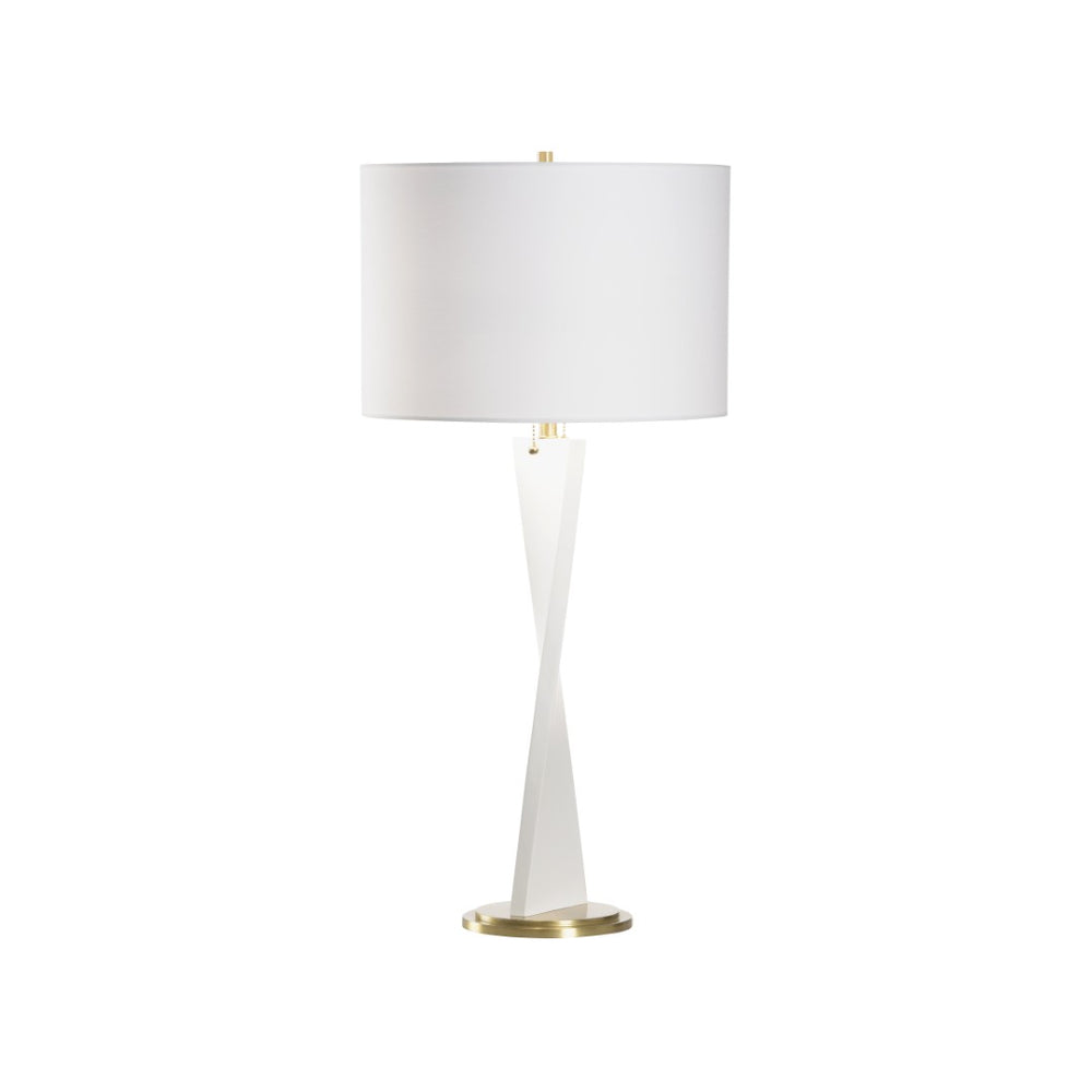 Wildwood Elin Sculptural Table Lamp With Twisted Matte White Body & Antique Brass Accents For Luxe Decor 61388