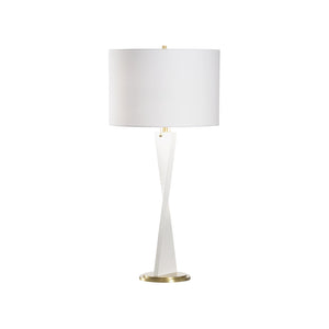 Wildwood Elin Sculptural Table Lamp With Twisted Matte White Body & Antique Brass Accents For Luxe Decor 61388