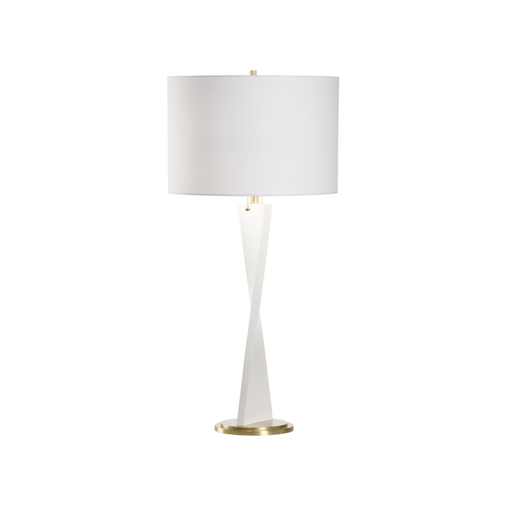 Wildwood Elin Sculptural Table Lamp With Twisted Matte White Body & Antique Brass Accents For Luxe Decor 61388