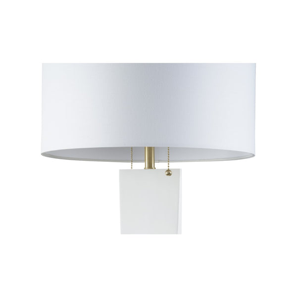Wildwood Elin Sculptural Table Lamp With Twisted Matte White Body & Antique Brass Accents For Luxe Decor 61388