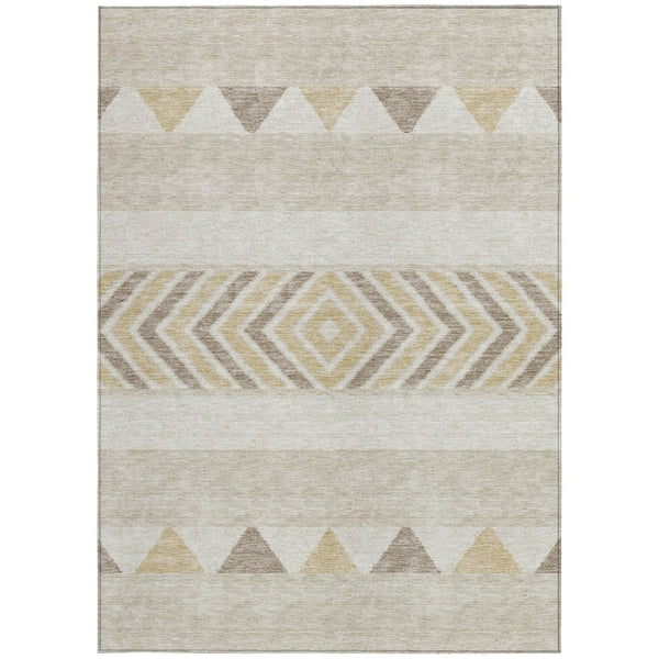 HomeRoots 5' Beige Ivory and Taupe Southwestern Area Rug - Durable, Washable, Perfect for Indoor/Outdoor Use 5' X 8' 613880