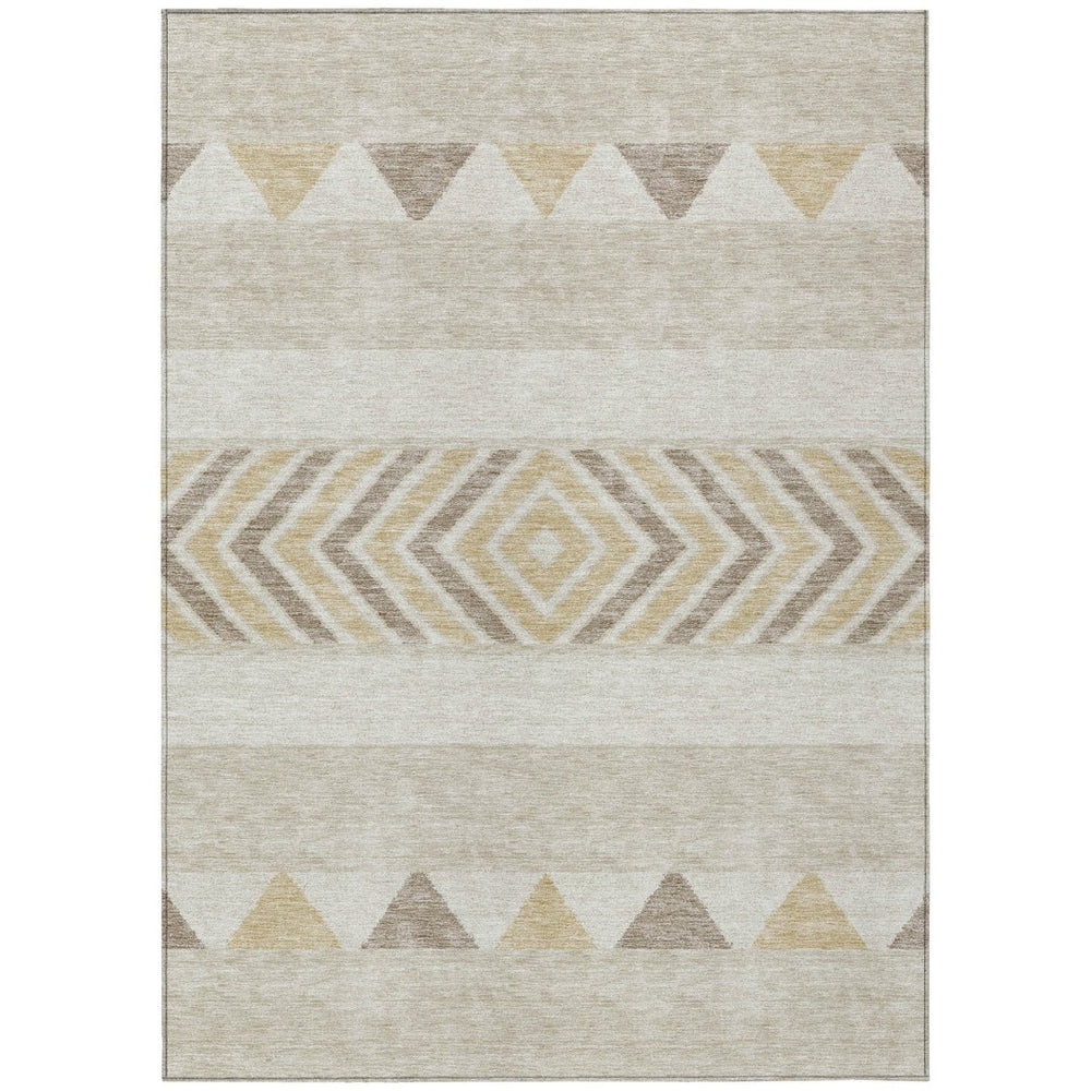 HomeRoots 5' Beige Ivory and Taupe Southwestern Area Rug - Durable, Washable, Perfect for Indoor/Outdoor Use 5' X 8' 613880