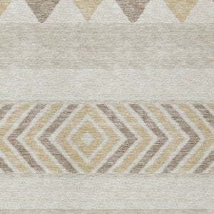 HomeRoots 5' Beige Ivory and Taupe Southwestern Area Rug - Durable, Washable, Perfect for Indoor/Outdoor Use 5' X 8' 613880