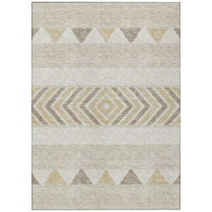 HomeRoots 5' Beige Ivory and Taupe Southwestern Area Rug - Durable, Washable, Perfect for Indoor/Outdoor Use 8' X 10' 613882
