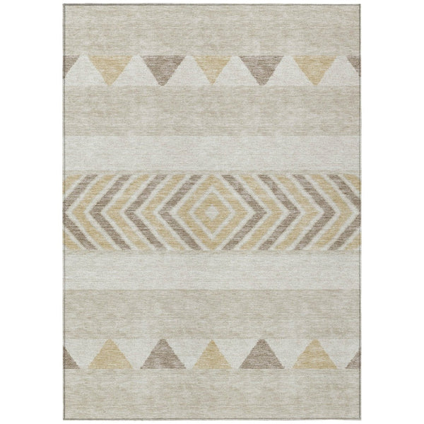 HomeRoots 5' Beige Ivory and Taupe Southwestern Area Rug - Durable, Washable, Perfect for Indoor/Outdoor Use 10' X 14' 613884