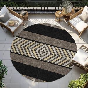 HomeRoots 5' Southwestern Indoor Outdoor Area Rug - Durable, Washable, Stylish, Perfect for High-Traffic Spaces 8' Round 613887