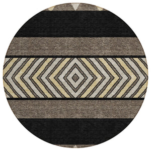 HomeRoots 5' Southwestern Indoor Outdoor Area Rug - Durable, Washable, Stylish, Perfect for High-Traffic Spaces 8' Round 613887
