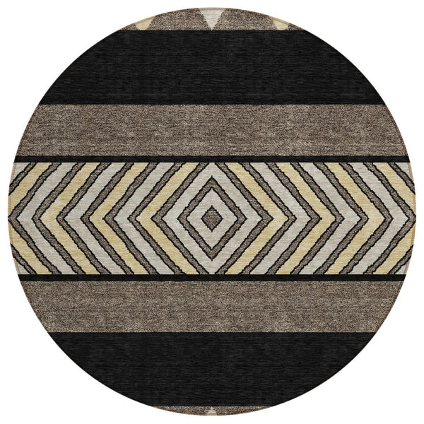 HomeRoots 5' Southwestern Indoor Outdoor Area Rug - Durable, Washable, Stylish, Perfect for High-Traffic Spaces 8' Round 613887