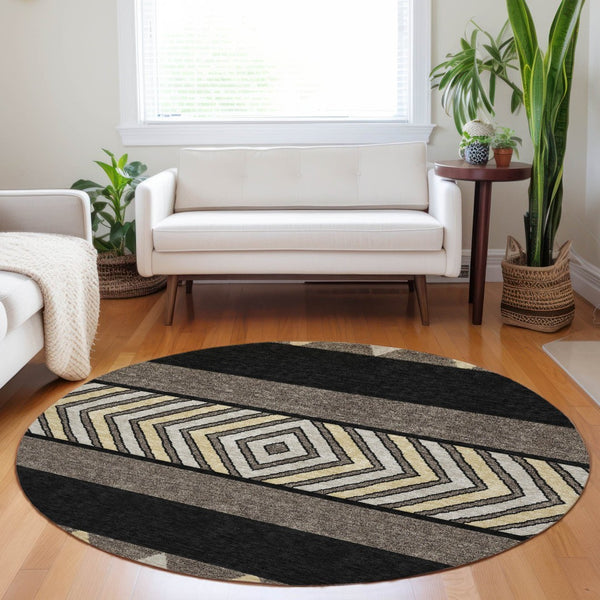 HomeRoots 5' Southwestern Indoor Outdoor Area Rug - Durable, Washable, Stylish, Perfect for High-Traffic Spaces 8' Round 613887