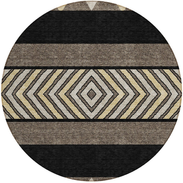 HomeRoots 5' Southwestern Indoor Outdoor Area Rug - Durable, Washable, Stylish, Perfect for High-Traffic Spaces 8' Round 613887