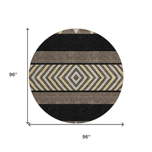 HomeRoots 5' Southwestern Indoor Outdoor Area Rug - Durable, Washable, Stylish, Perfect for High-Traffic Spaces 8' Round 613887