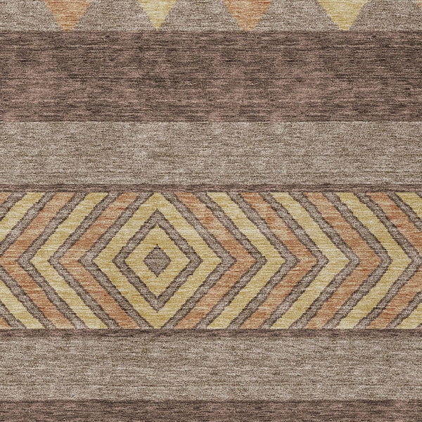 HomeRoots 5' Southwestern Area Rug in Brown, Wheat & Copper - Durable, Washable, Stylish for Indoor & Outdoor Use 5' X 8' 613892