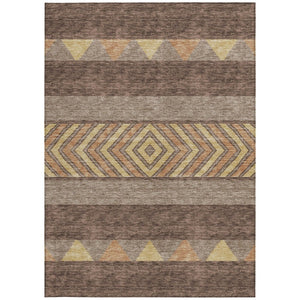 HomeRoots 5' Southwestern Area Rug in Brown, Wheat & Copper - Durable, Washable, Stylish for Indoor & Outdoor Use 8' X 10' 613894