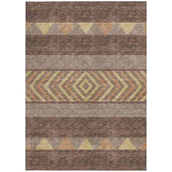HomeRoots 5' Southwestern Area Rug in Brown, Wheat & Copper - Durable, Washable, Stylish for Indoor & Outdoor Use 8' X 10' 613894